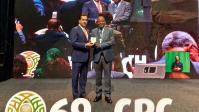 Speaker of the National Assembly Sardar Ayaz Sadiq receiving the1st Green Mace Award at the 69th CPC